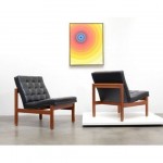 vintage mid-century france & son leather lounge chairs
