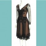 vintage mid-century illusion lace cocktail dress