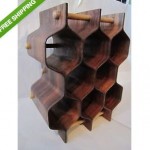 vintage mid-century rosewood honeycomb wine rack