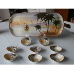 vintage nippon handpainted tray and serving dishes