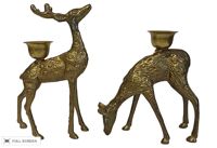 vintage pair of brass deer candleholders