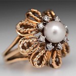 vintage pearl diamond cocktail ring