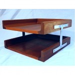 vintage peter pepper teak and chrome paper tray