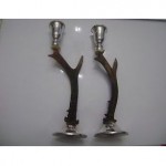 vintage sterling and deer antler candlesticks