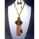 vintage trifari necklace and earrings set with tags