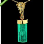 vintage uncut colombian emerald diamond 18k gold necklace