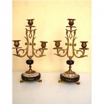 antique 1890 bronze and marble french candlesticks