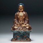 antique qing period porcelain gilt buddha