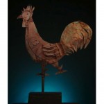 antique rooster painted iron weathervane