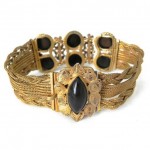 antique victorian gold filled mesh stone bracelet