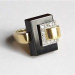 vintage 1940s carier 18k onyx diamond ring