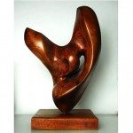 vintage 1950s abstract wood sculpture
