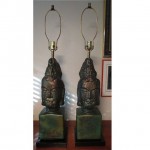vintage 1950s james mont buddha lamps
