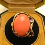 vintage 1960s coral diamond cocktail ring