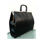 vintage 1960s leather moc croc handbag