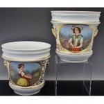 vintage 19th century porcelain flower pot vases