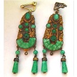 vintage art deco czech glass earrings