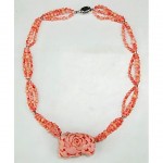 vintage chinese carved coral necklace