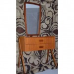 vintage danish modern small teak entry chest and mirror