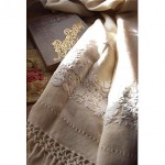 vintage french cashmere lace applique scarf unused