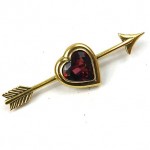 vintage garnet heart brooch