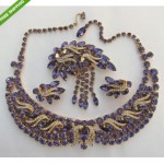 vintage hobe amethyst rhinestone set