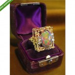 vintage huge 14k diamond opal cocktail ring