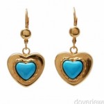 vintage italian turquoise 14k heart earrings