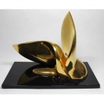 vintage jack zajac modernist gold over bronze sculpture