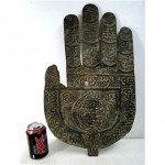 vintage large bronze hand of fatima