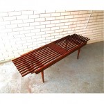 vintage mid-century expandable slat bench coffee table