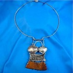 vintage mid-century modernist sterling agate necklace