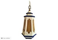 vintage midcentury ceramic and cane lighthouse pendant light