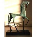 vintage midcentury mounted bronze trojan horse