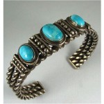 vintage navajo twisted silver turquoise bracelet