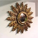vintage original 1930s carved gilded sunburst convex mirror