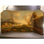 vintage painted fireplace screen