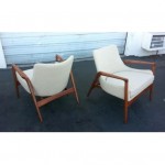 vintage pair mid-century danish modern lounge chairs