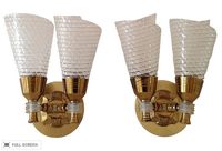 vintage pair of 1940s french brass lucite sconces