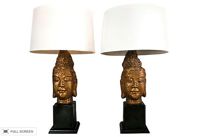 vintage pair of midcentury buddha lamps