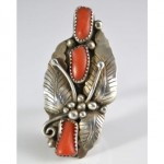 vintage pre-owned sterling coral ring