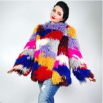 vintage rainbow mongolian lamb fur jacket