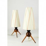 vintage set of tripod bedside table lamps