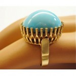 vintage solid 14k domed turquoise ring
