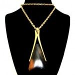 vintage trifari tortoise shell lucite necklace