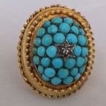 vintage turquoise and diamond ring