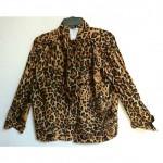 vintage ysl rive gauche leopard print bow blouse