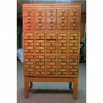 vintage oak card catalog