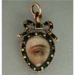 antique 1800s painted lovers eye pendant