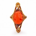 antique 18k coral cameo ring